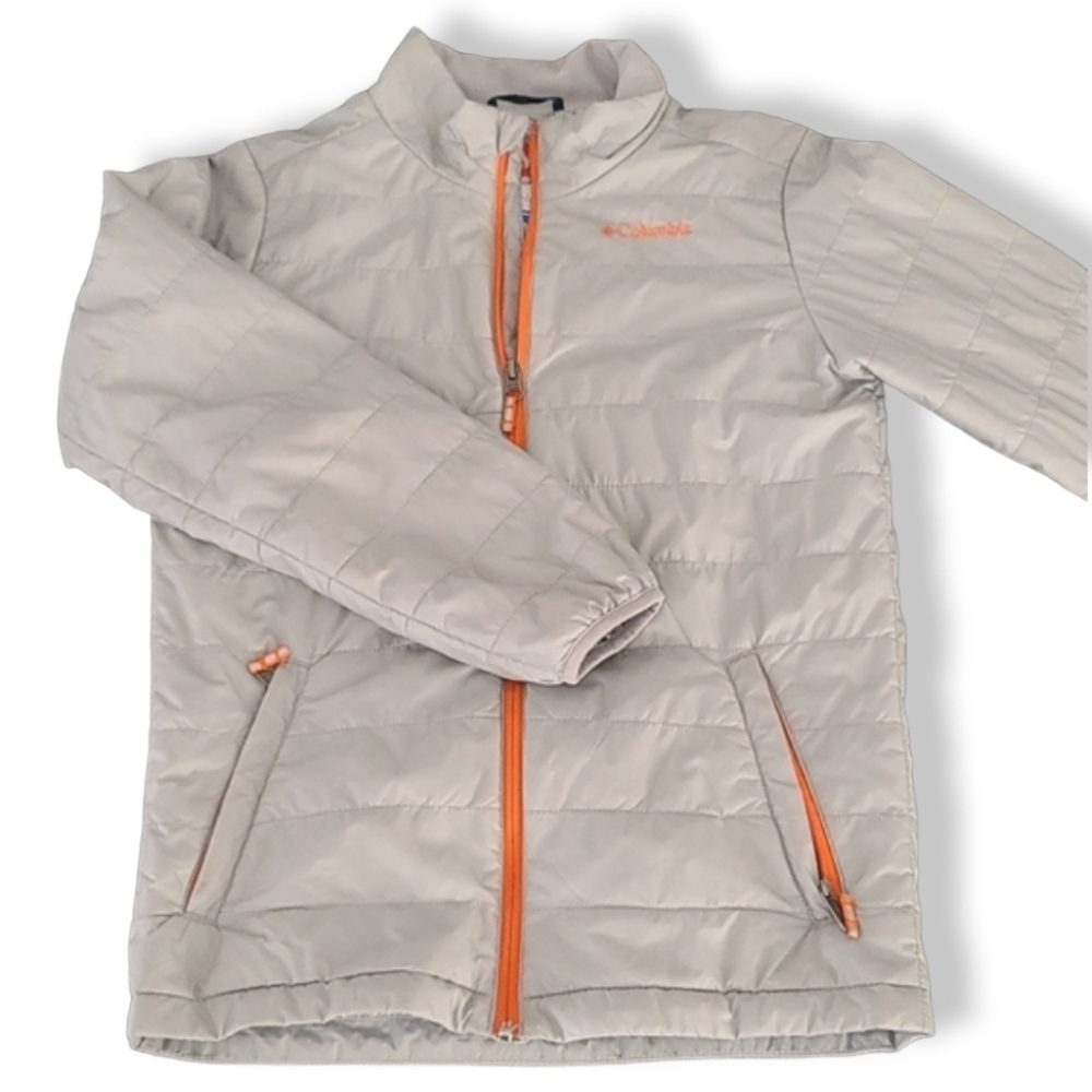 COLUMBIA Gray Omni Heat Quilted Puffer Coat Girls Large L 14 16 Winter Jacket - Picture 5 of 16